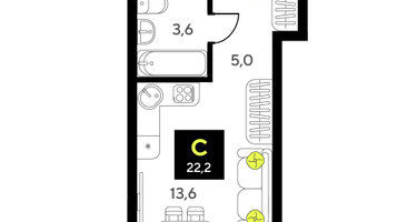 Студия, 22&nbsp;м²
