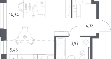 Студия, 28&nbsp;м²