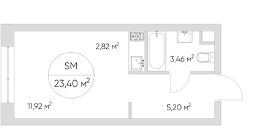 Студия, 23&nbsp;м²