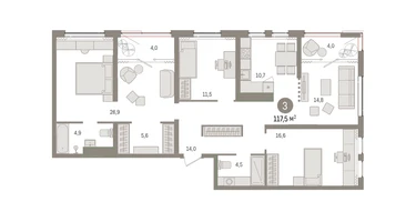 4-к. квартира, 117 м²