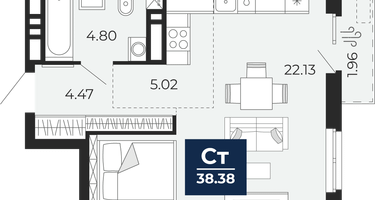 Студия, 36 м²