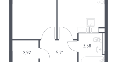 1-к. квартира, 33&nbsp;м²
