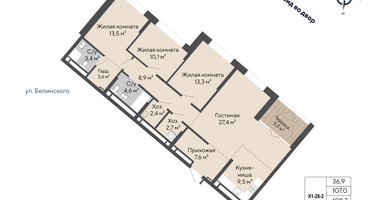 3-к. квартира, 108&nbsp;м²