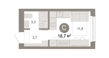 Студия, 18&nbsp;м²