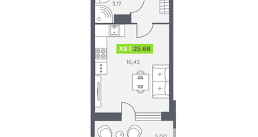 1-к. квартира, 25&nbsp;м²