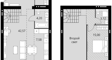 1-к. квартира, 64&nbsp;м²