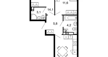 2-к. квартира, 56&nbsp;м²