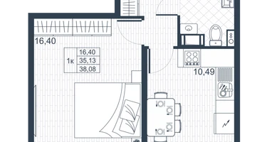 1-к. квартира, 36&nbsp;м²