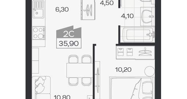 2-к. квартира, 35&nbsp;м²