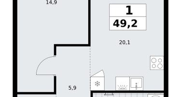 1-к. квартира, 49 м²