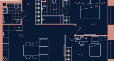 3-к. квартира, 61&nbsp;м²