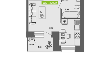 Студия, 22&nbsp;м²