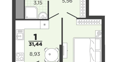 1-к. квартира, 31,4 м²