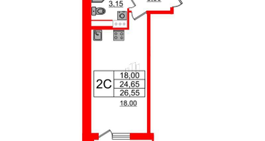Студия, 24 м²