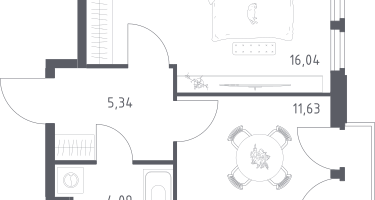 1-к. квартира, 37&nbsp;м²