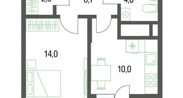 1-к. квартира, 38&nbsp;м²