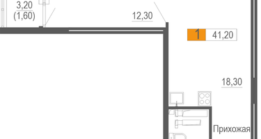 1-к. квартира, 38 м²
