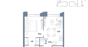 2-к. квартира, 41&nbsp;м²
