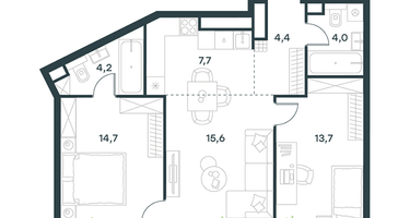 3-к. квартира, 64&nbsp;м²