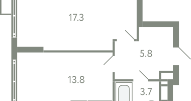 1-к. квартира, 39&nbsp;м²