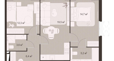 2-к. квартира, 61&nbsp;м²