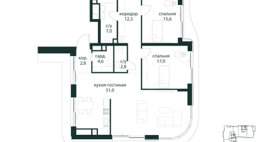 3-к. квартира, 138 м²