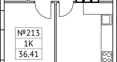 1-к. квартира, 36&nbsp;м²
