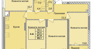 4-к. квартира, 86&nbsp;м²
