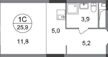 Студия, 25&nbsp;м²