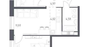Студия, 52&nbsp;м²