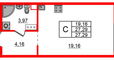 Студия, 27&nbsp;м²