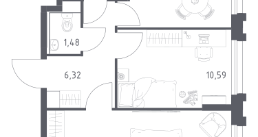 2-к. квартира, 50&nbsp;м²