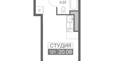 1-к. квартира, 20&nbsp;м²