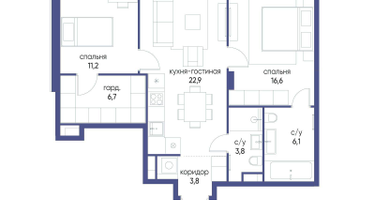2-к. квартира, 71 м²