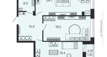 3-к. квартира, 77&nbsp;м²