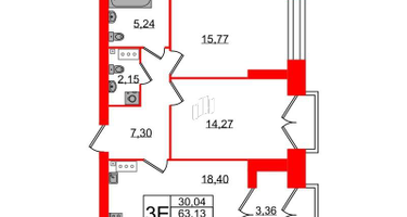 2-к. квартира, 69&nbsp;м²