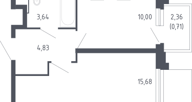 1-к. квартира, 34&nbsp;м²