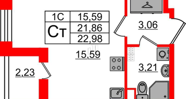 Студия, 21&nbsp;м²