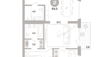 2-к. квартира, 79 м²
