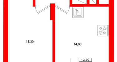 1-к. квартира, 46 м²
