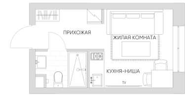 Студия, 17&nbsp;м²