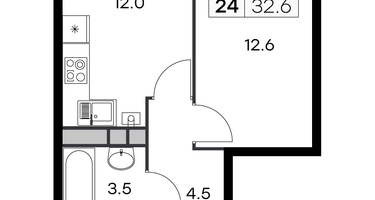 1-к. квартира, 32&nbsp;м²
