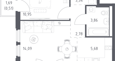 Студия, 41&nbsp;м²