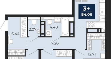 3-к. квартира, 80 м²