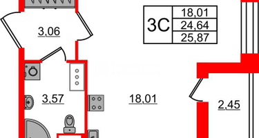 Студия, 24&nbsp;м²