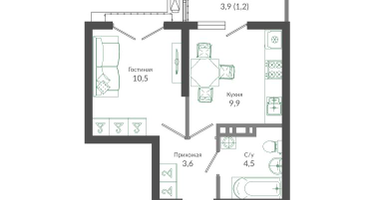 1-к. квартира, 29 м²