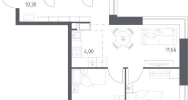 Студия, 54&nbsp;м²