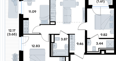 3-к. квартира, 67&nbsp;м²