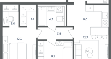 3-к. квартира, 62&nbsp;м²