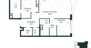 2-к. квартира, 95&nbsp;м²